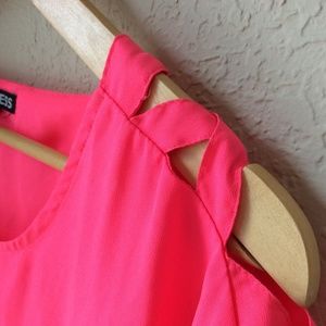 Bright Neon Hot Pink Express rayon cutout tshirt